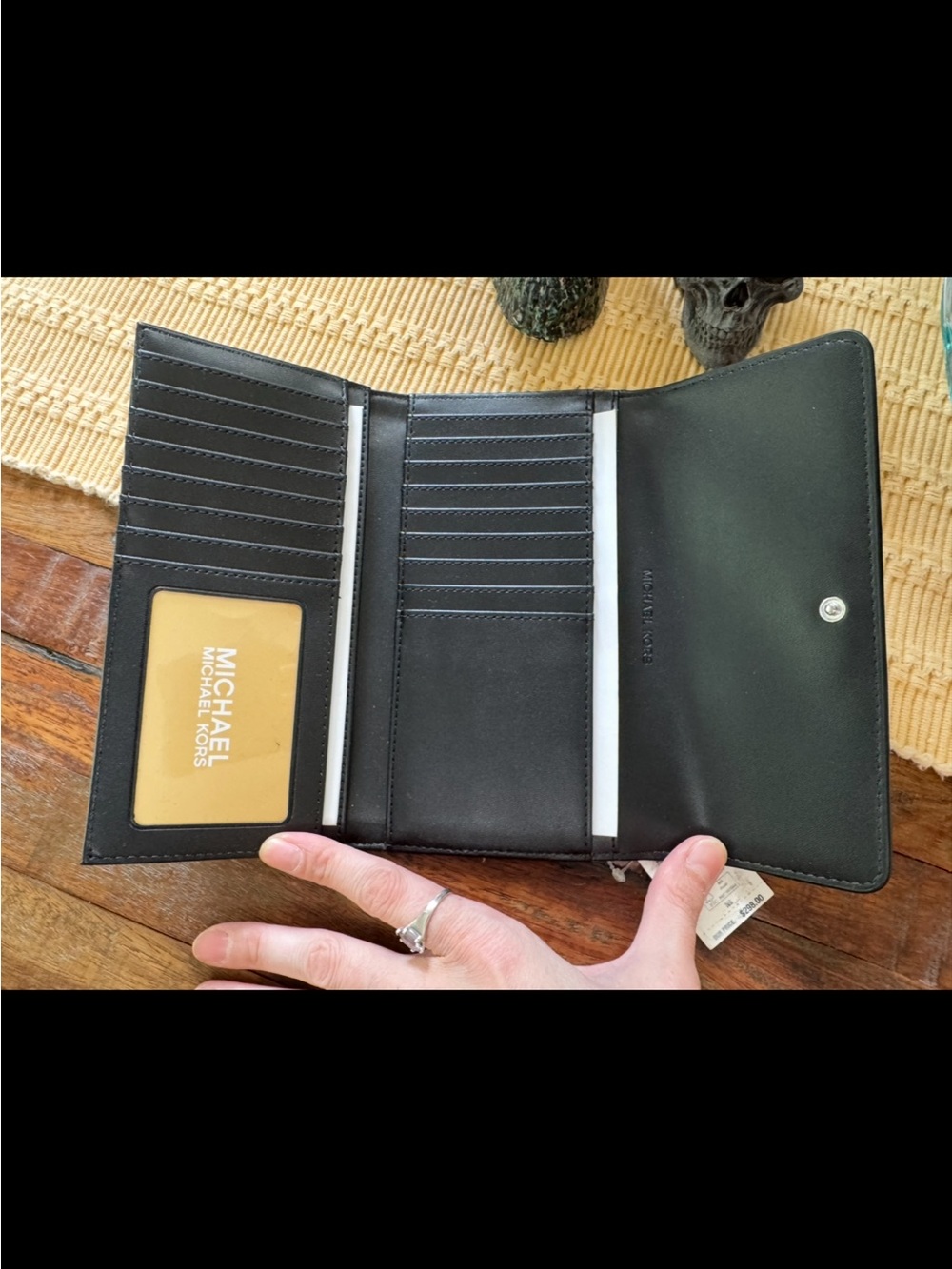 Michael Kors Black/Charcoal Signature Trifold Wallet - Picture 6 of 7